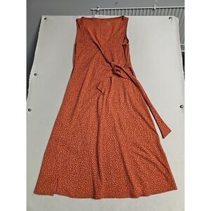 PATAGONIA Brown Wrap It Up Dress Size L Animal Print Sleeveless Stretch
